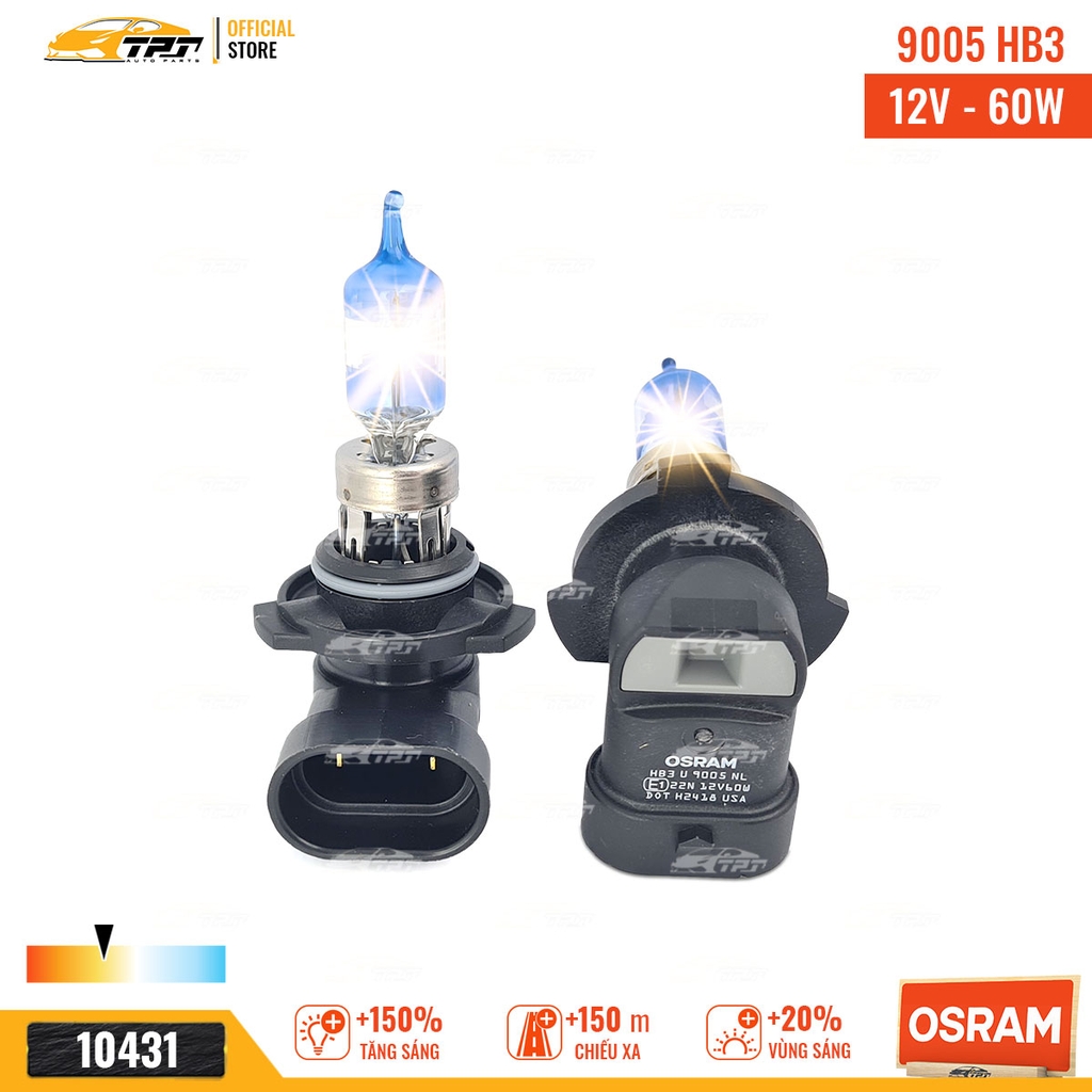 9005-12V Bóng Đèn Cao Cấp 9005 (HB3) 12V 60W Halogen Tăng Sáng 150% OSRAM - Germany - 1 Hộp 2 Mặc định