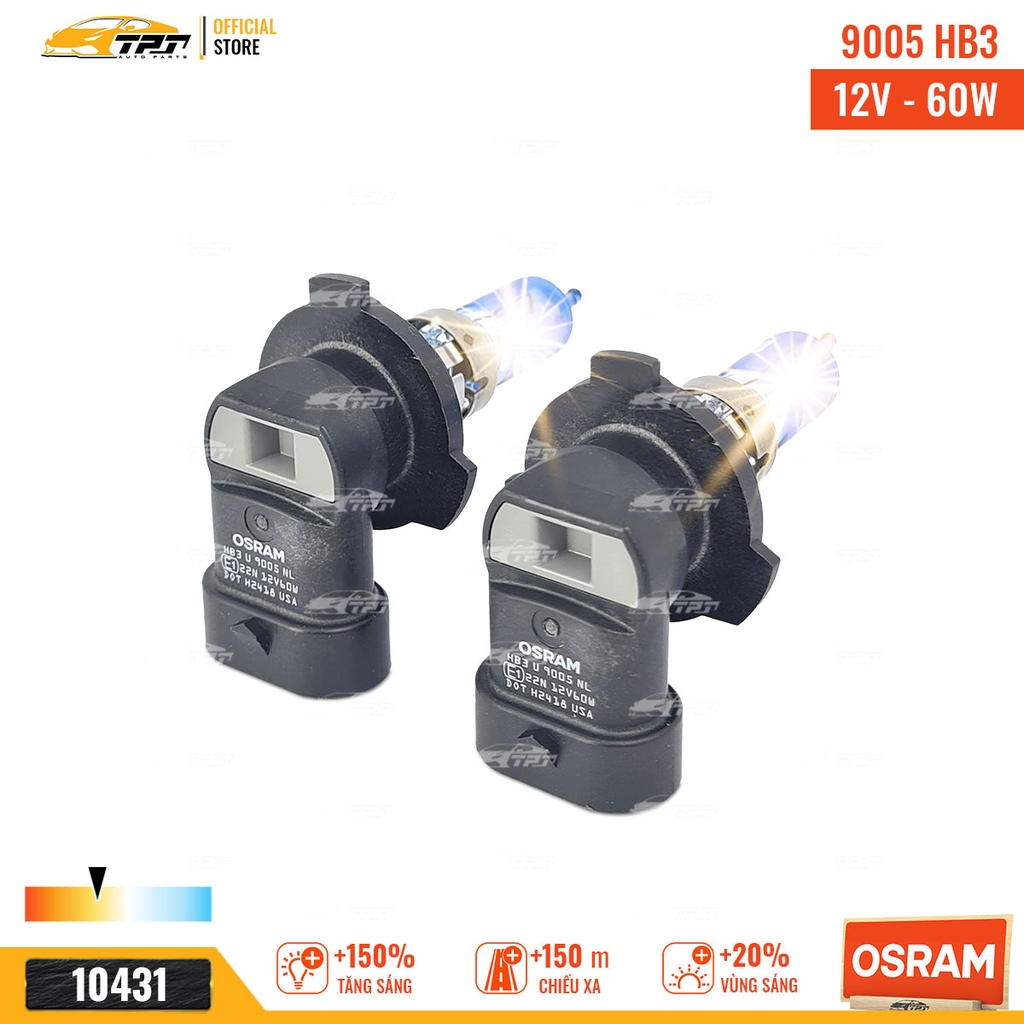 9005-12V Bóng Đèn Cao Cấp 9005 (HB3) 12V 60W Halogen Tăng Sáng 150% OSRAM - Germany - 1 Hộp 2 Mặc định