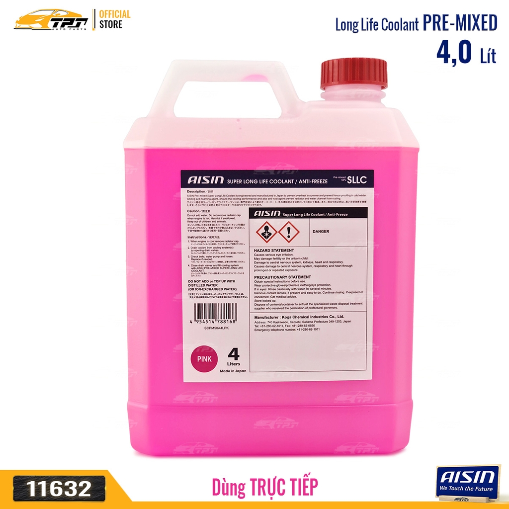 Nước Làm Mát màu HỒNG - Bình 4 Lít AISIN - Japan