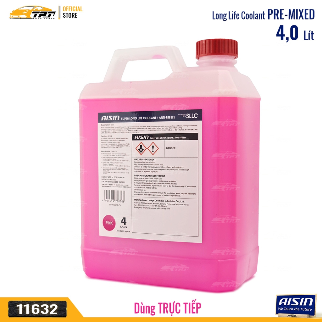 Nước Làm Mát màu HỒNG - Bình 4 Lít AISIN - Japan