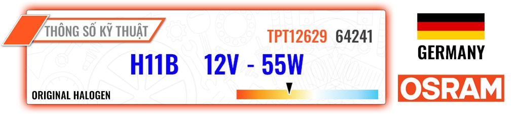 64241 Bóng Đèn Halogen Tiêu Chuẩn H11 [12V - 55W] Hộp = 1c OSRAM - Germany