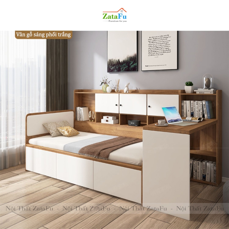 Giường ngủ tích hợp kệ sách trang trí và bàn làm việc GG-14 | ZataFu