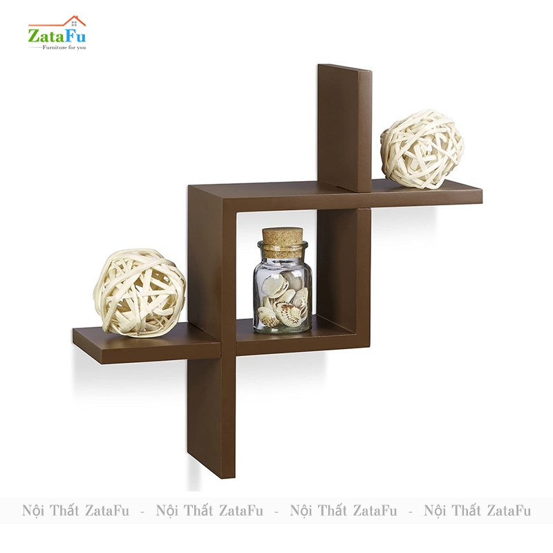 Kệ gỗ trang trí decor chữ thập gắn tường ấn tượng KTT-106 | ZataFu