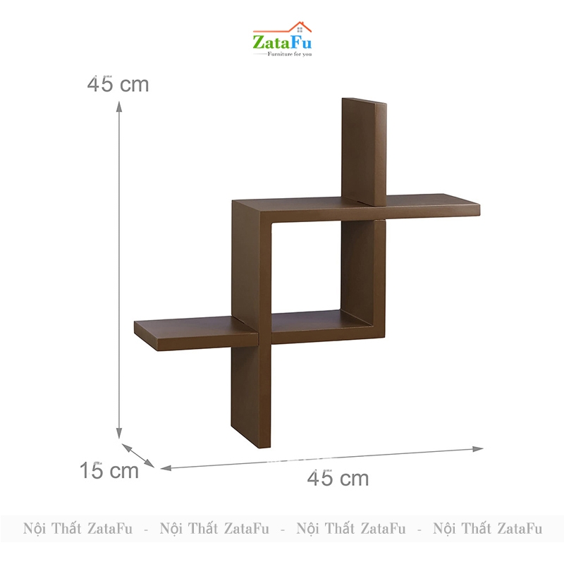 Kệ gỗ trang trí decor chữ thập gắn tường ấn tượng KTT-106 | ZataFu
