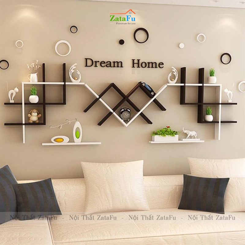 Kệ decor đan chéo ô vuông trang trí gắn tường độc đáo KTT-100 | ZataFu