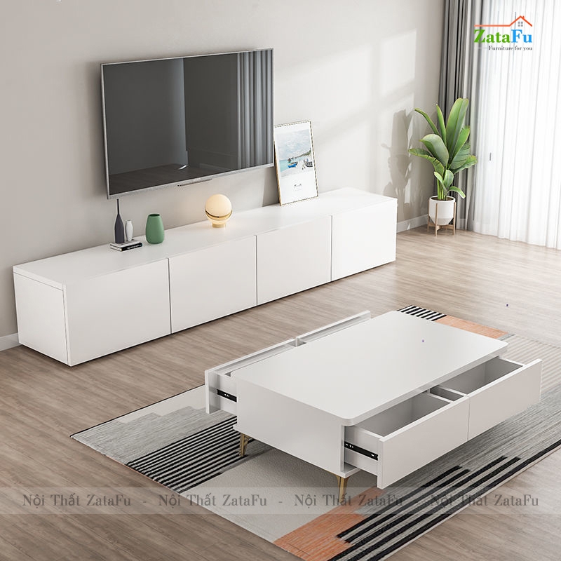 Tủ kệ tivi đặt sàn, treo tường phong cách hiện đại KTV-38 | ZataFu