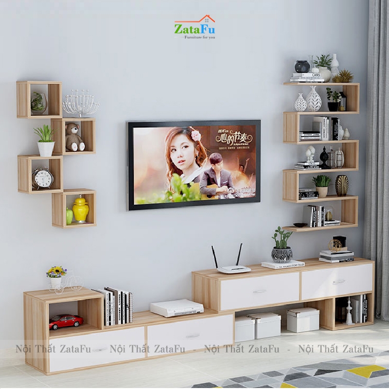 Combo tủ kệ tivi trang trí phòng khách tiện nghi KTV-24 | ZataFu