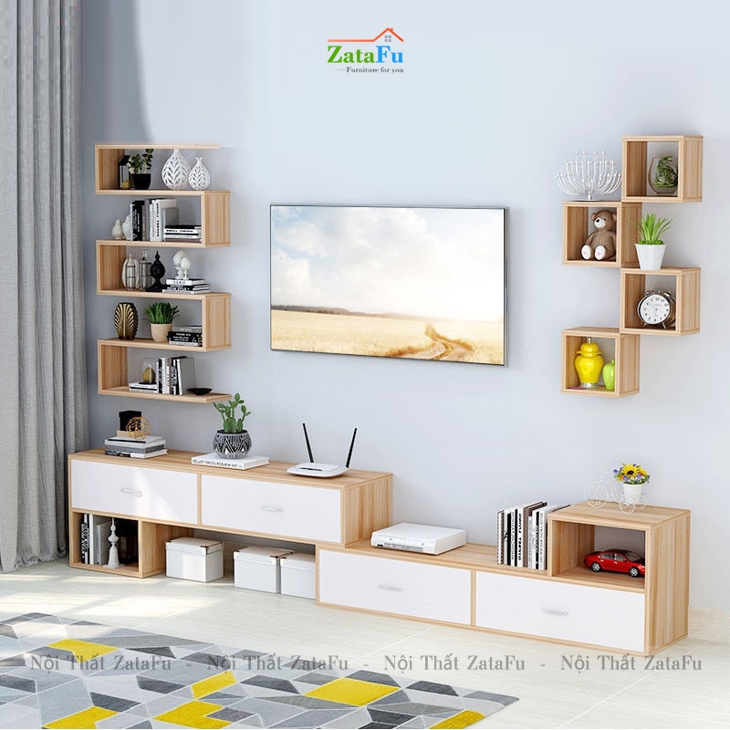 Combo tủ kệ tivi trang trí phòng khách tiện nghi KTV-24 | ZataFu