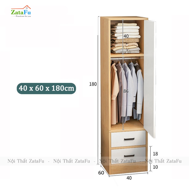 Tủ Quần Áo 1 Buồng Kiểu Dáng Đơn Giản Tqa-20 | Zatafu