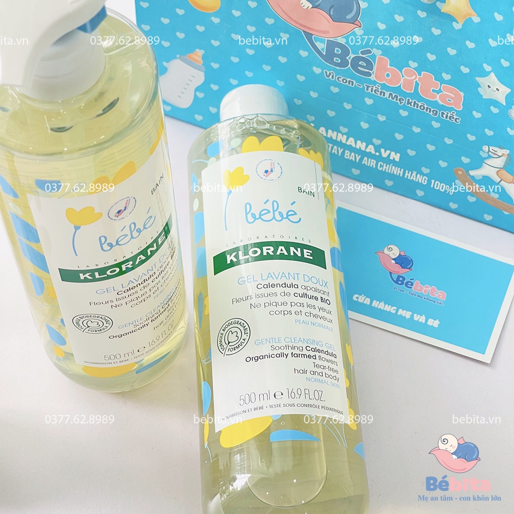 SÉT SỮA TẮM GỘI KLORANE BEBE 500ML TRẺ EM