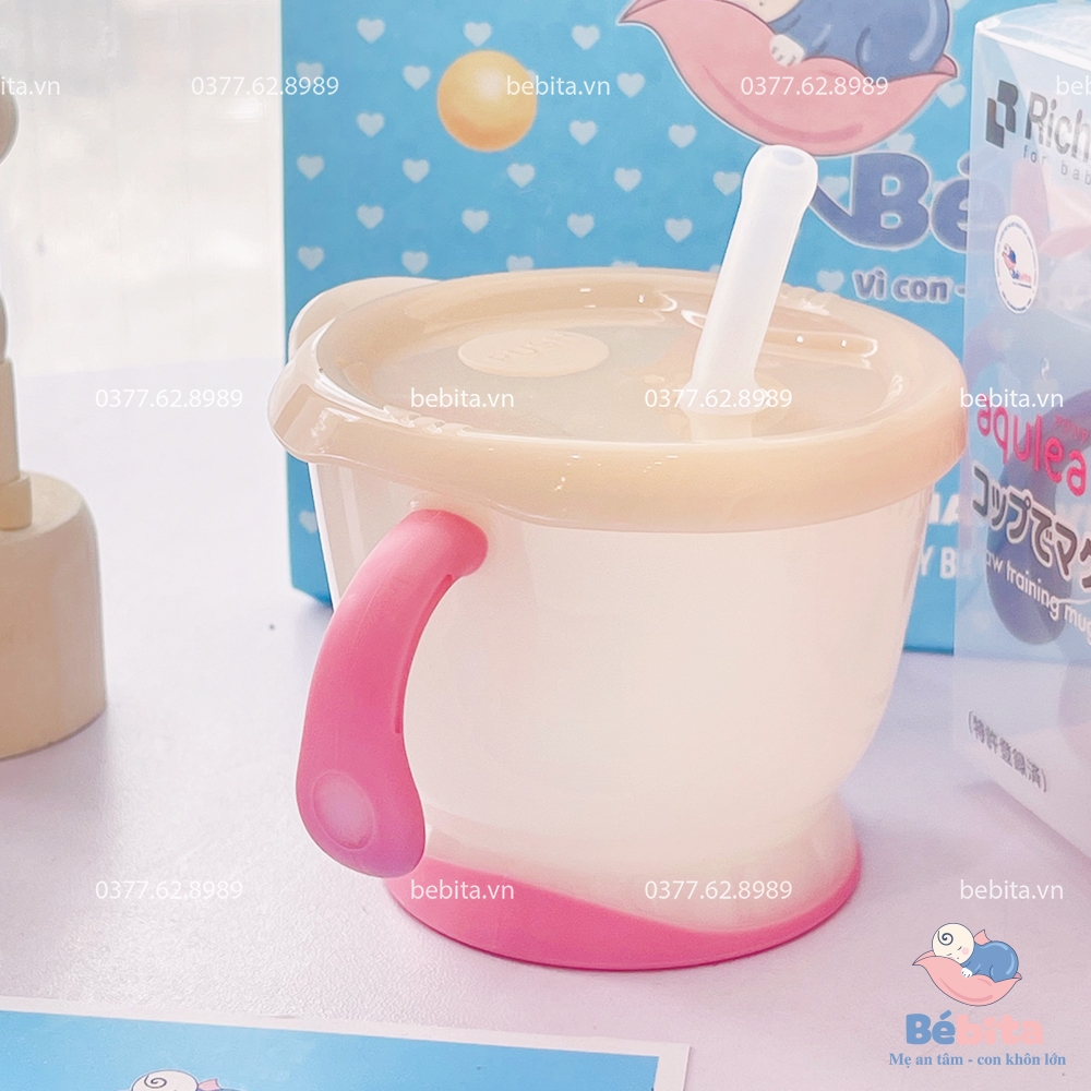 RICHELL - CỐC TẬP HÚT BA GIAI ĐOẠN TAY HỒNG