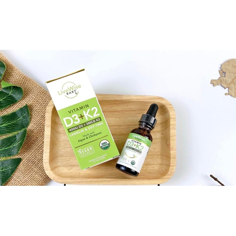VITAMIN D3+K2 HỮU CƠ LIVEWISE MỸ 0-3Y
