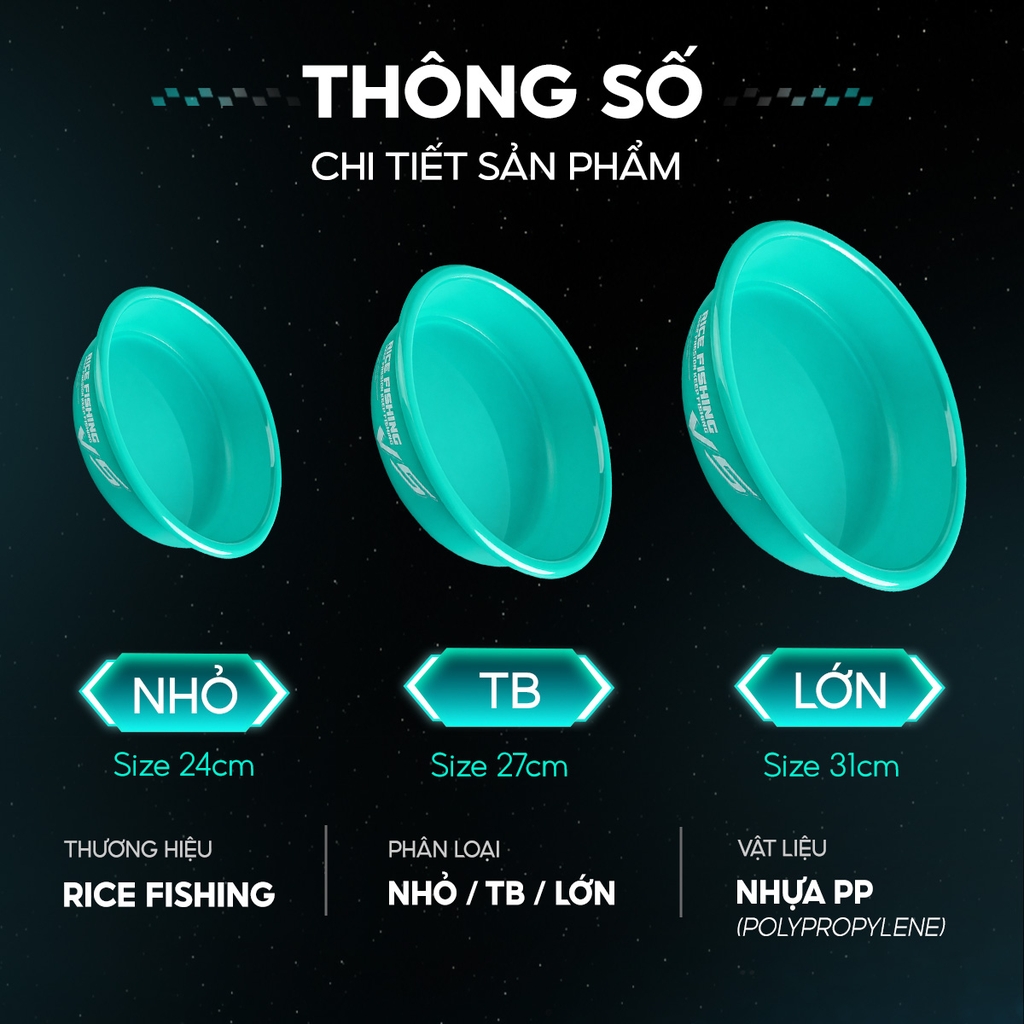 Bát trộn mồi câu cá, khay đựng mồi Rice Fishing HP-22 chuyên dụng câu đài, câu đơn cao cấp