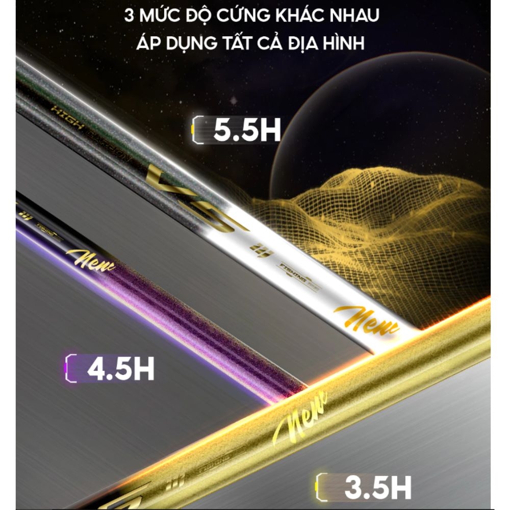 Cần Câu Đài V5 CC-41 5,5H Thế hệ 3 Rice Fishing Carbon 30T & 40T Phiên Bản Mới 2025