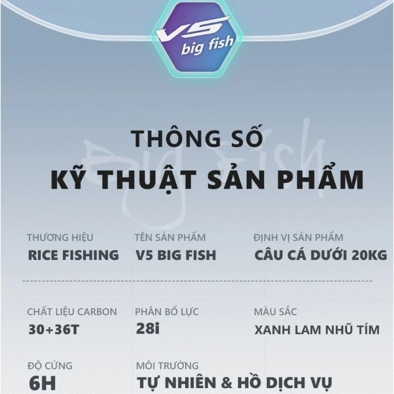 Cần câu đài V5 Big Fish CC-32 RICE FISHING carbon cao cấp câu săn hàng tổng hợp