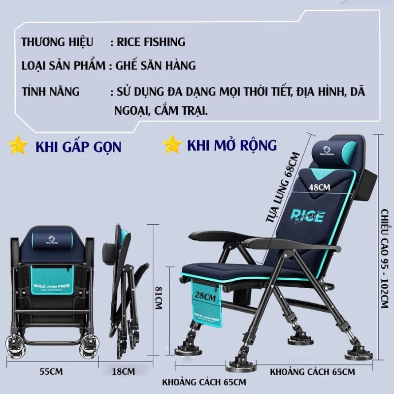 Ghế Săn Hàng KK-52 Rice Fishing trọng lượng nhẹ dễ dàng điều chỉnh tư thế