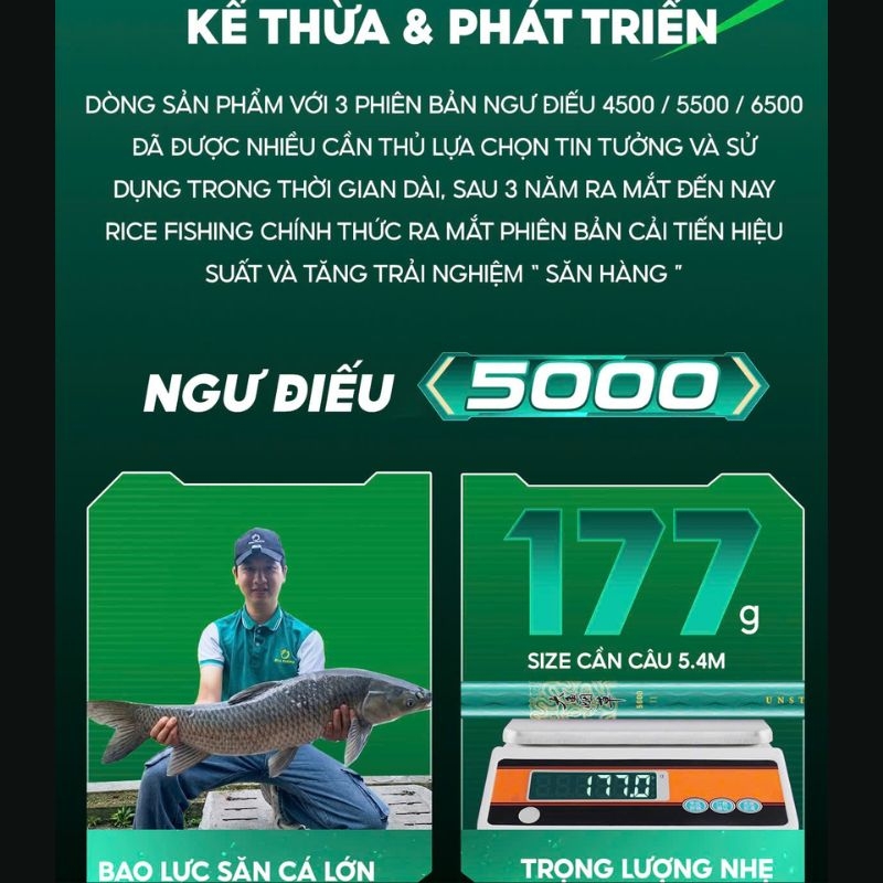 Cần Câu Ngư Điếu 5000 Thế Hệ 2 CC-50 Săn Hàng Hạng Nhẹ