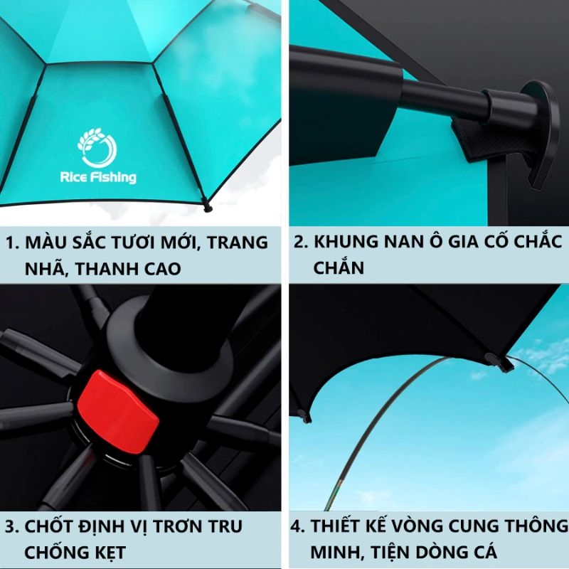 Ô Câu Cá KK-50 Rice Fishing - Ô Dù Dã Ngoại nâng cấp
