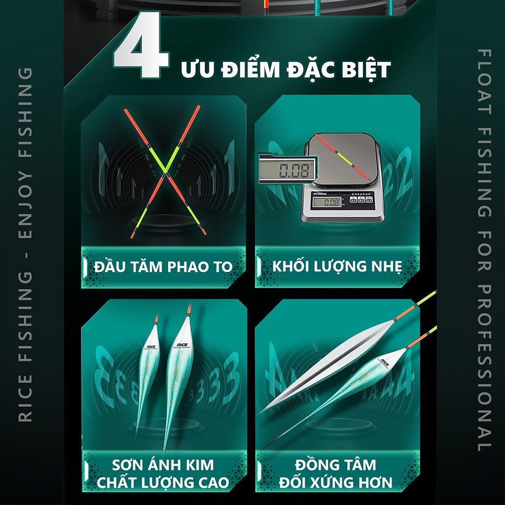 Phao câu đài V5 PC-41 chính hãng Rice Fishing chuyên câu rô phi, diếc, chép, trắm, mè