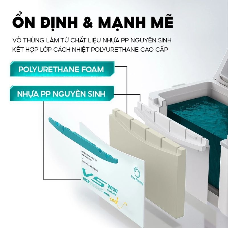 Thùng câu đài V5 Plus Box KK-69 26L Rice Fishing nâng cấp