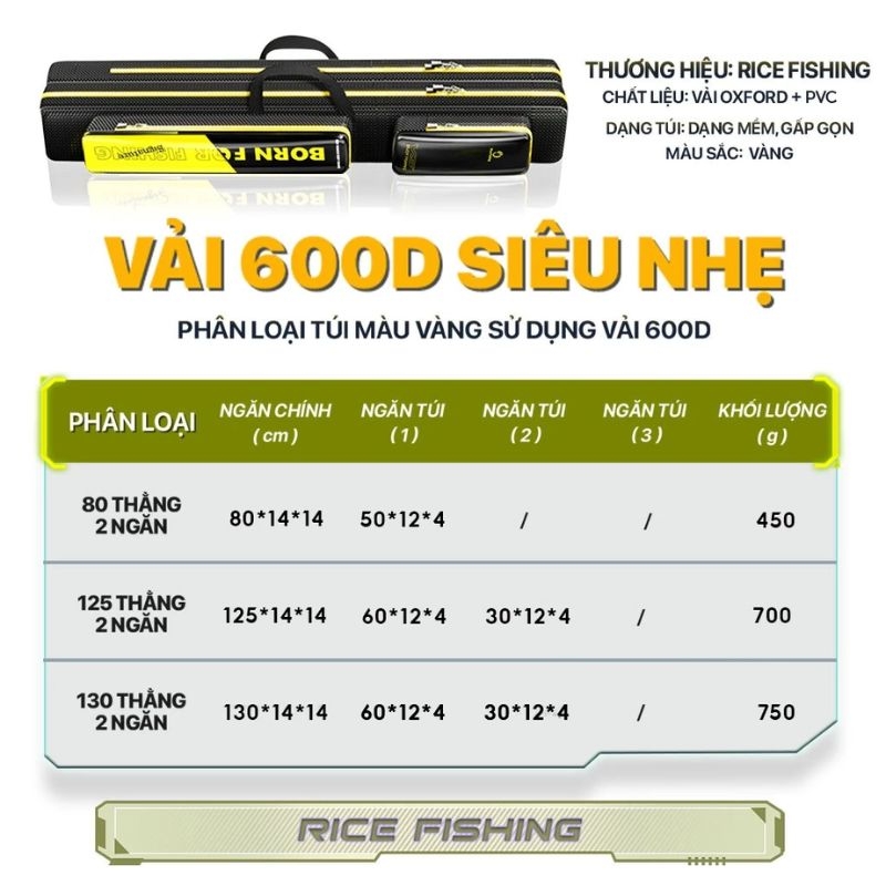 (HÀNG LỖI THANH LÝ GIAO NGẪU NHIÊN) Túi Đựng Cần Câu Đài TC-23 RICE FISHING