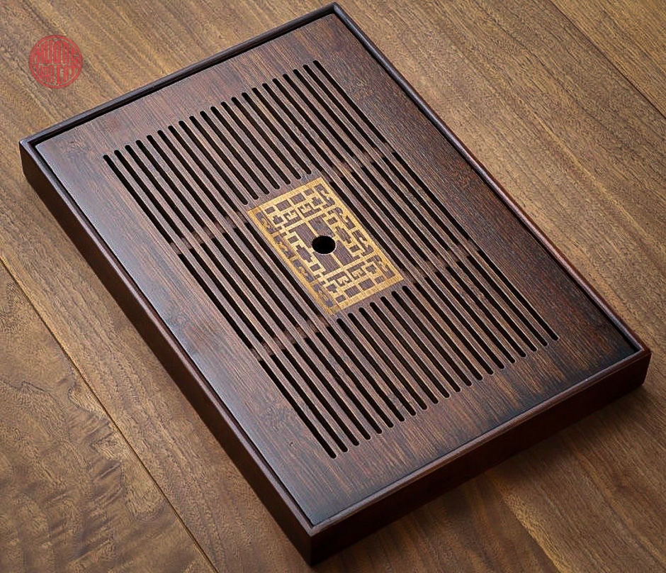Khay trà tre để ấm chén màu gỗ dạng hộp ( 40x28cm )