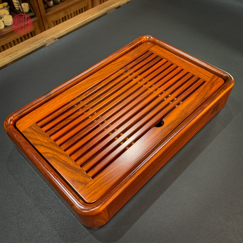 Khay trà gỗ hương dạng hộp to (35x22cm)