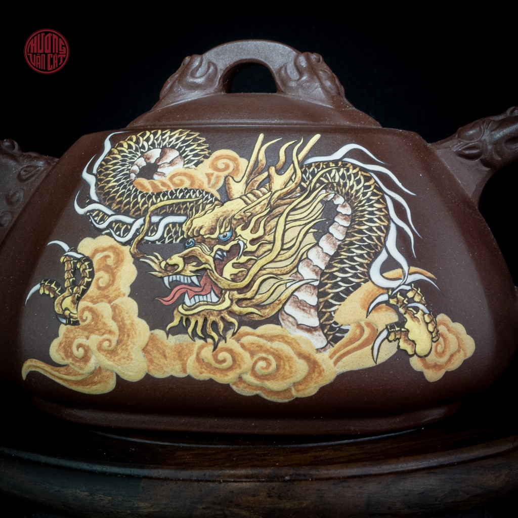 Ấm trà Tử Sa Thạch Biều đắp nổi rồng - Nghệ nhân Chu Hiếu Trung