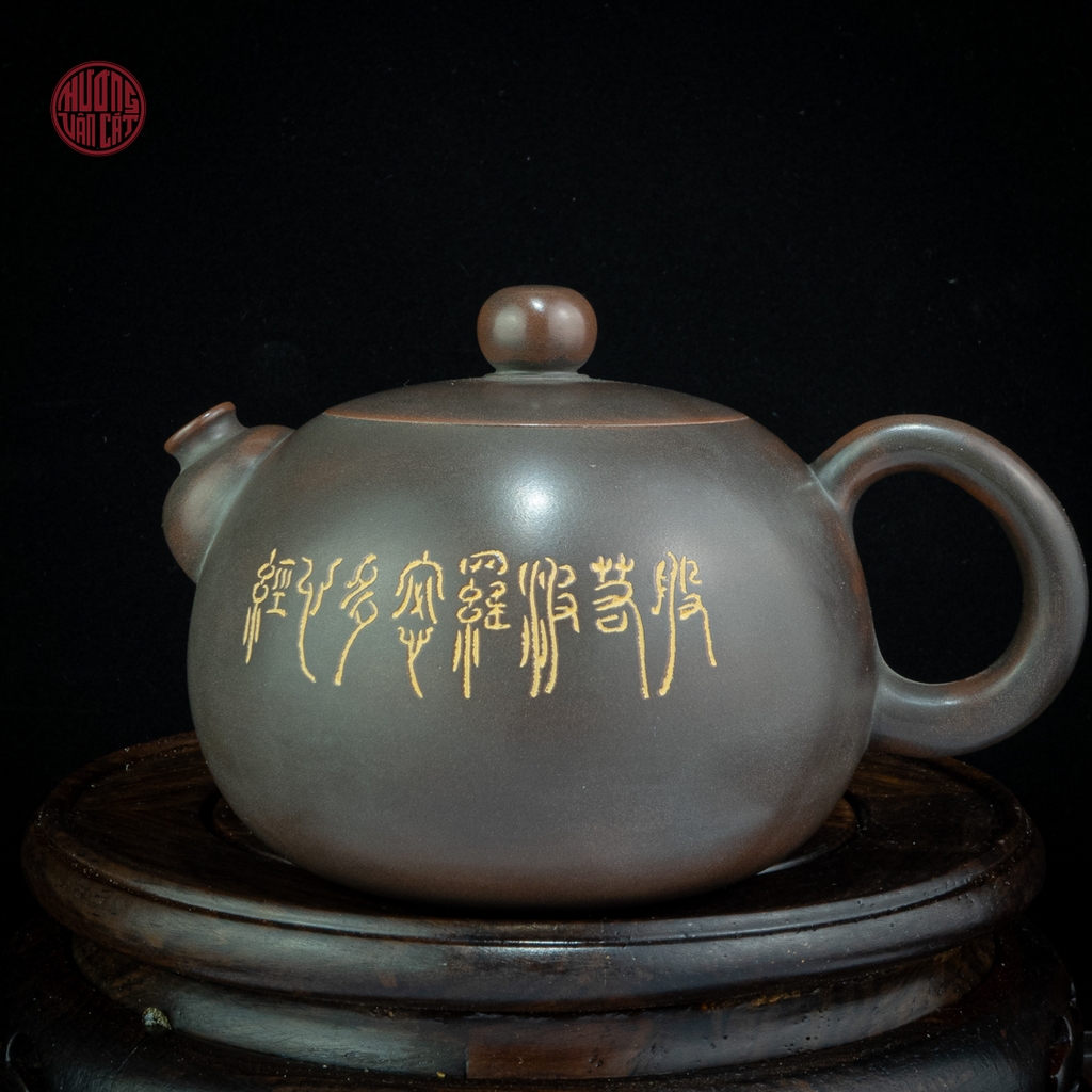 Ấm trà nê hưng dáng tây thi khắc bát nhã tâm kinh