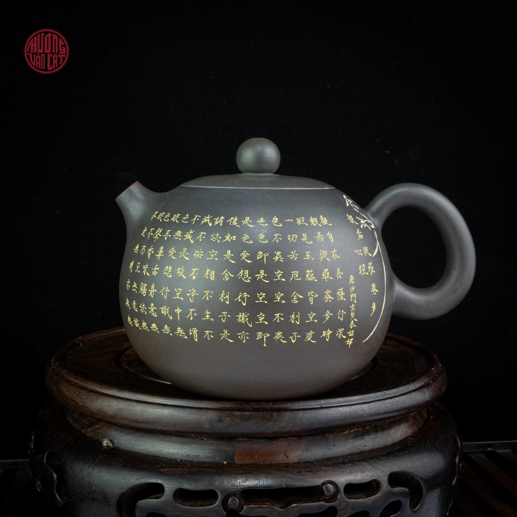Ấm trà nê hưng dáng tây thi khắc bát nhã kinh