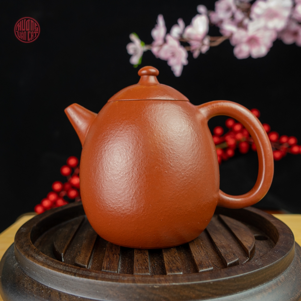 Ấm trà tử sa chu sần đất cũ dáng long đán