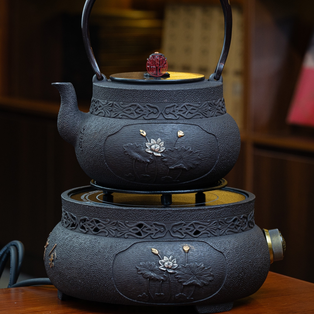 BỘ ẤM GANG TETSUBIN NẤU NƯỚC ĐÚC NỔI SONG NGƯ