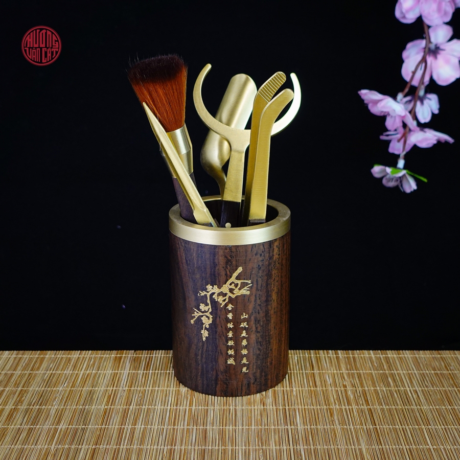 Bộ dụng cụ pha trà gỗ gụ