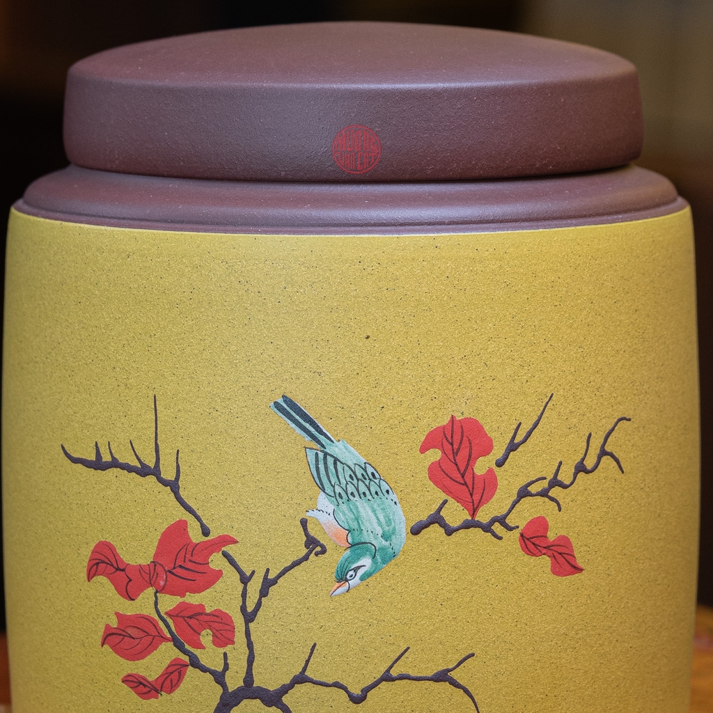 HŨ TRÀ TỬ SA TỬ NÊ HỌA CHIM CAO CẤP ( 300 GRAM TRÀ )