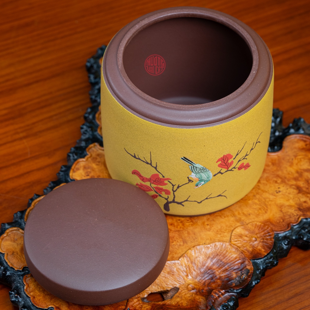 HŨ TRÀ TỬ SA TỬ NÊ HỌA CHIM CAO CẤP ( 300 GRAM TRÀ )