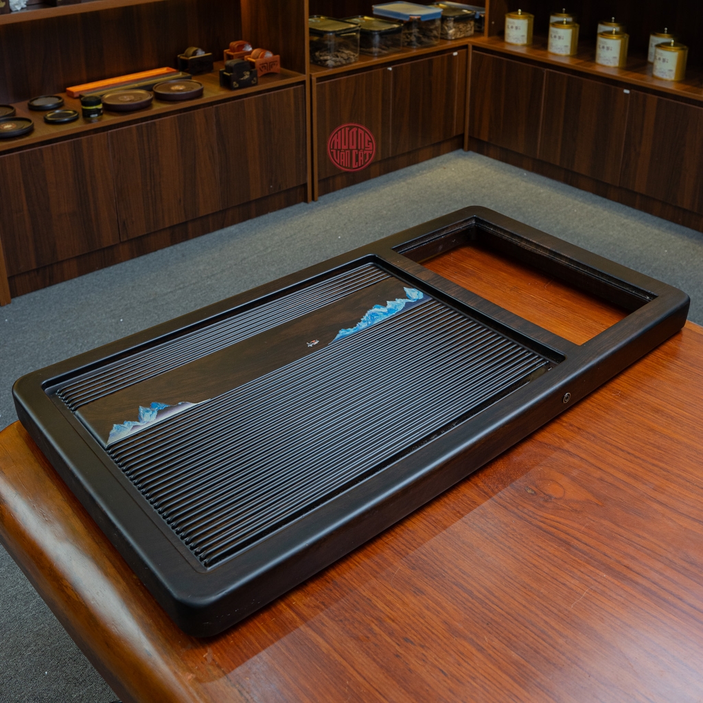 KHAY TRÀ GỖ MÀU MUN CAO CẤP (87x45 CM)