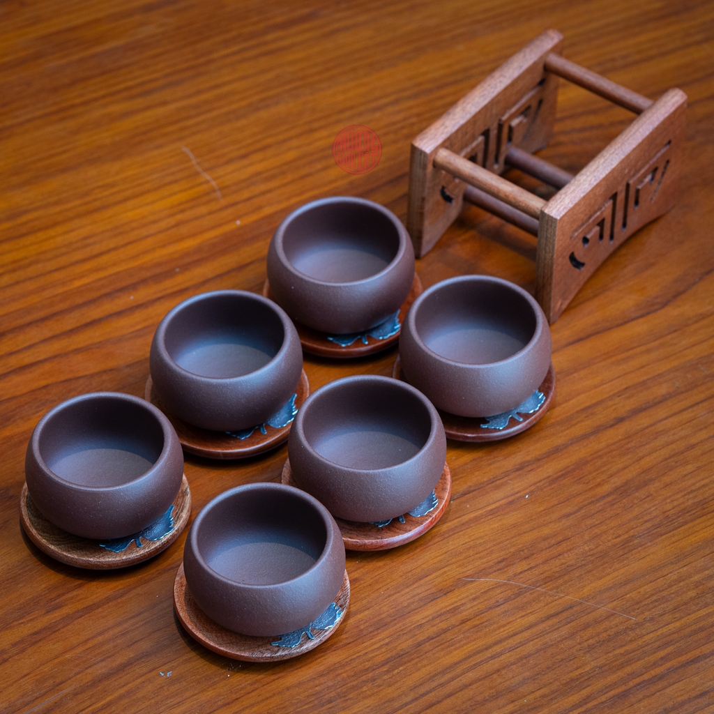 LÓT CHÉN TRÒN GỖ HƯƠNG ĐÍNH LÁ INOX