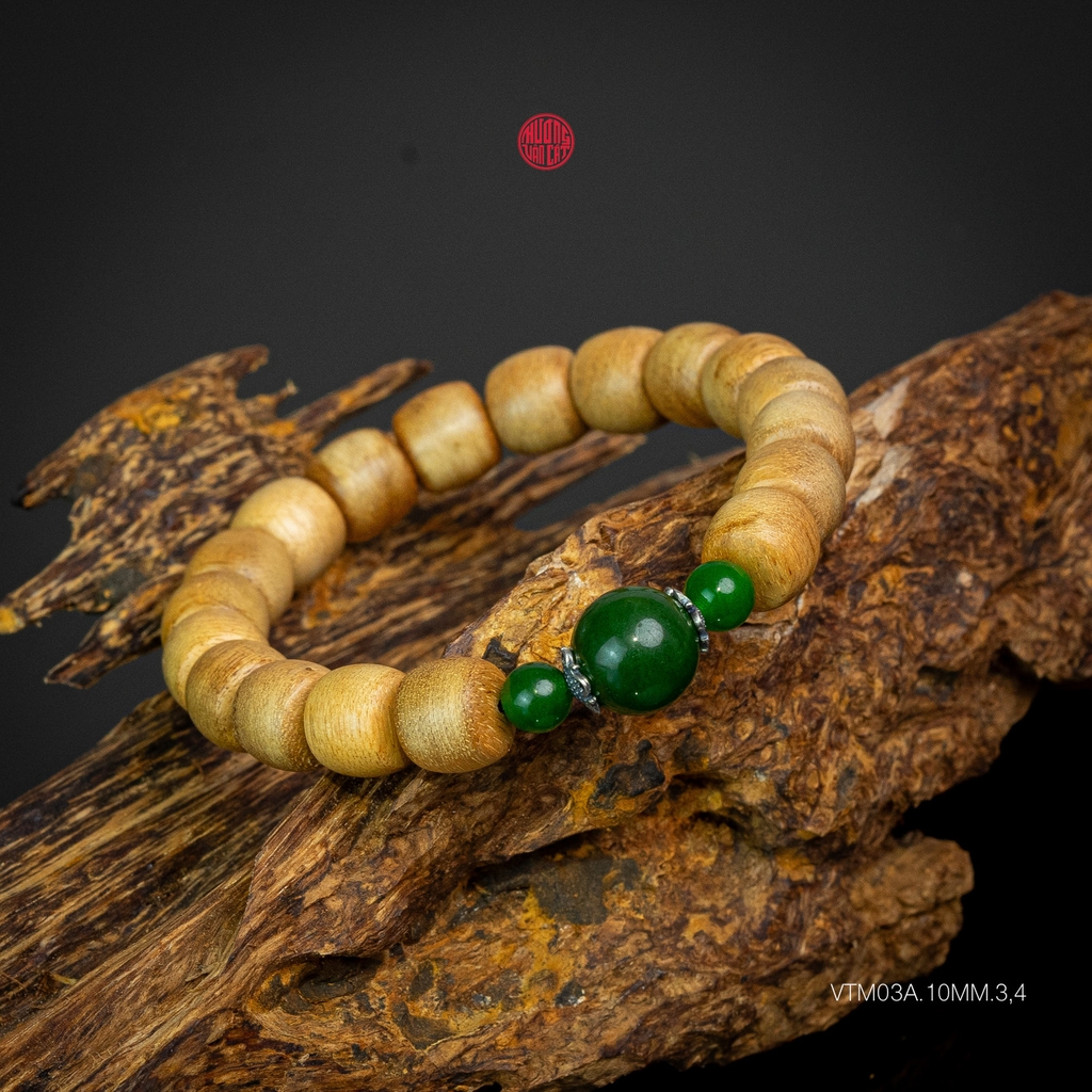 Vòng trầm hương lu thống 10 li mix cẩm thạch