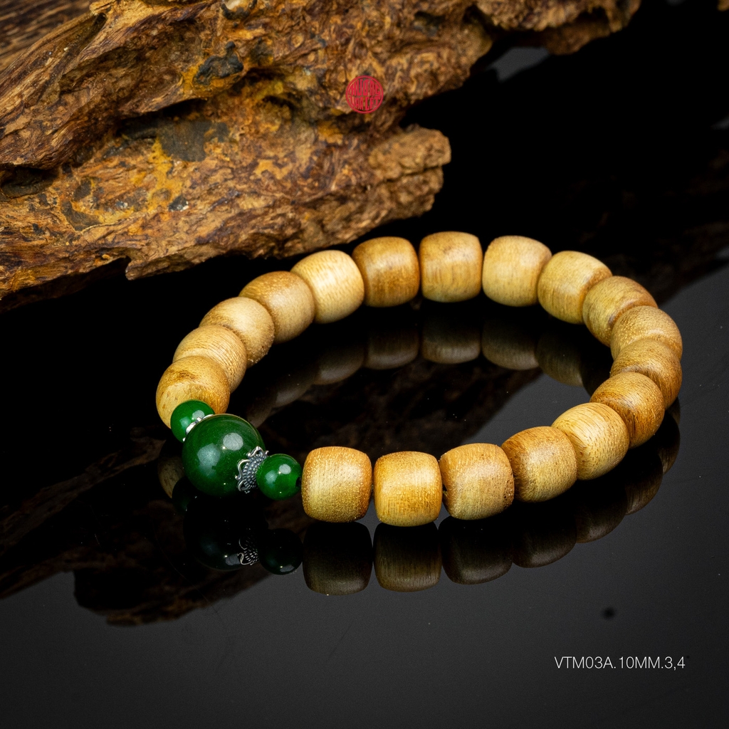 Vòng trầm hương lu thống 10 li mix cẩm thạch