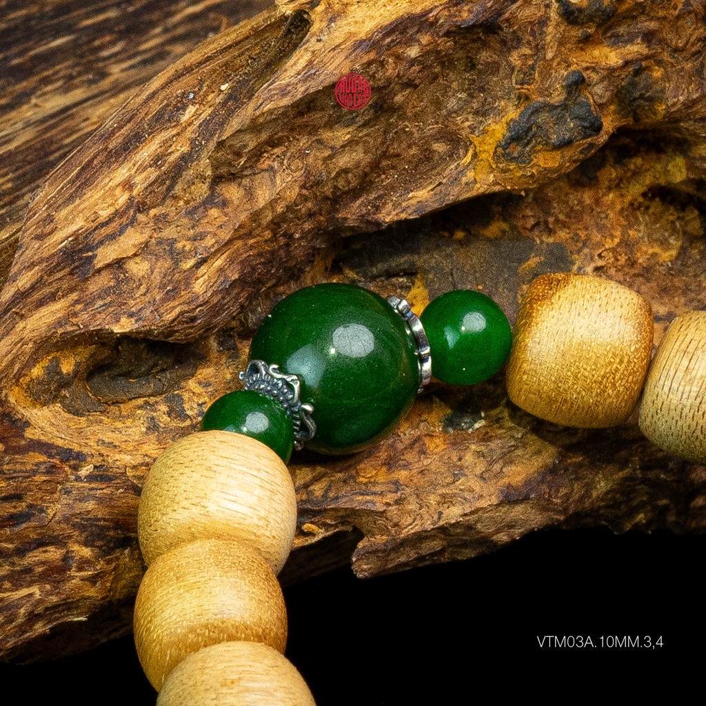 Vòng trầm hương lu thống 10 li mix cẩm thạch