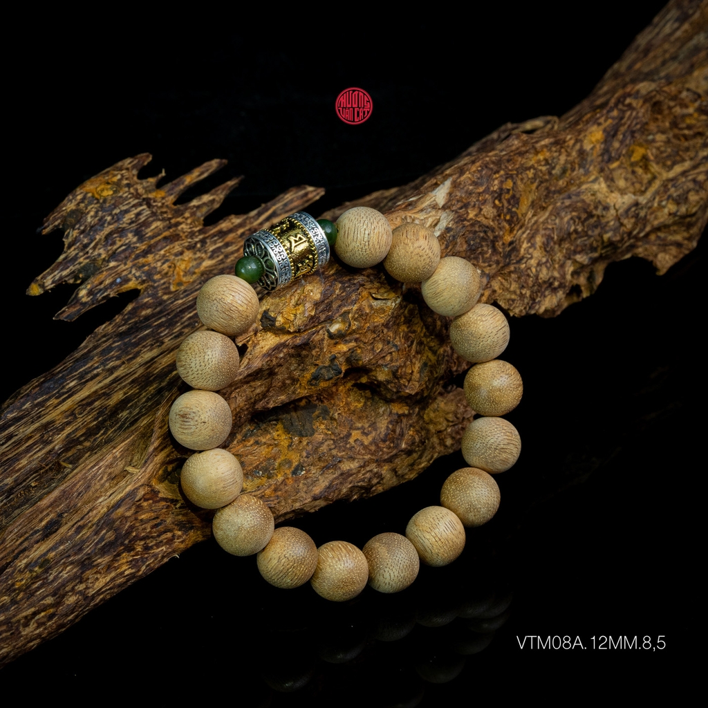 Vòng trầm hương tốc già tròn 12 li mix Bạc