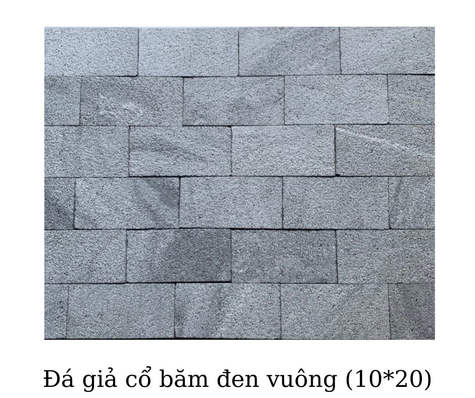 ĐÁ GIẢ CỔ BĂM ĐEN VUÔNG 10x20 | Vật Liệu Xây Dựng Gạch Ngói Việt Nam