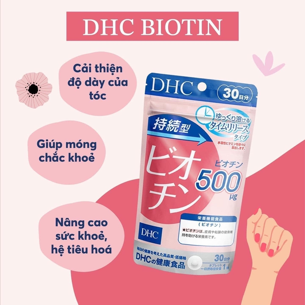 CD597- Viên uống biotin kích thích mọc tóc DHC 500mg 60v