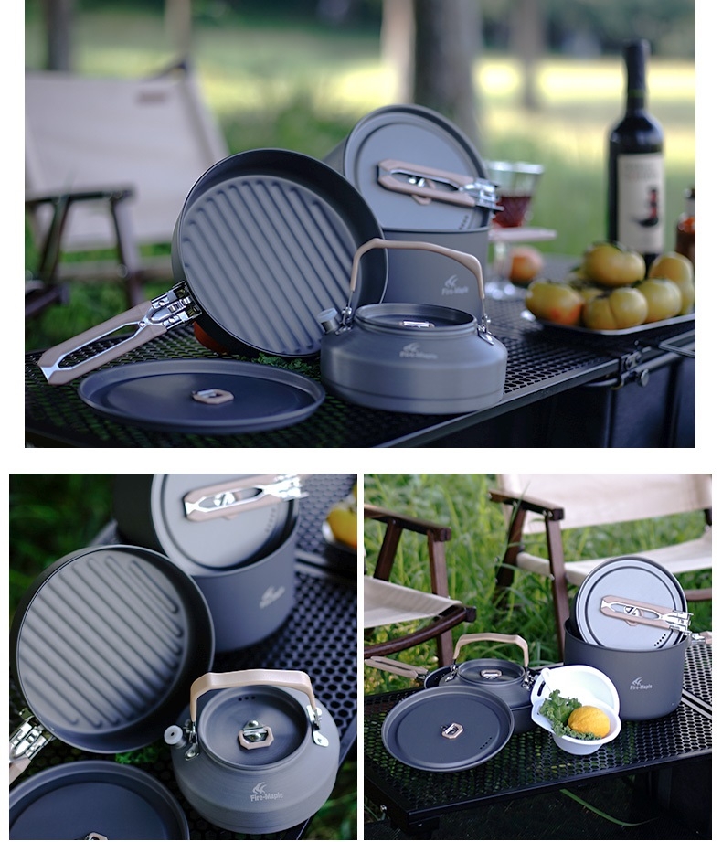 Bộ nồi nấu ăn cắm trại, dã ngoại FIRE MAPLE FEAST 4 gấp gọn có túi đựng tiện lợi
