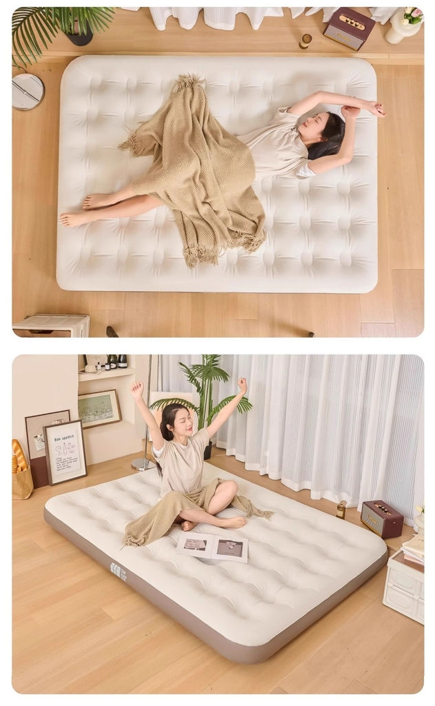 Nệm bơm hơi, giường nệm hơi lều ngoài trời, đệm ngủ cắm trại, giường bơm hơi đôi gia đình cắm trại dã ngoại tặng kèm bơm