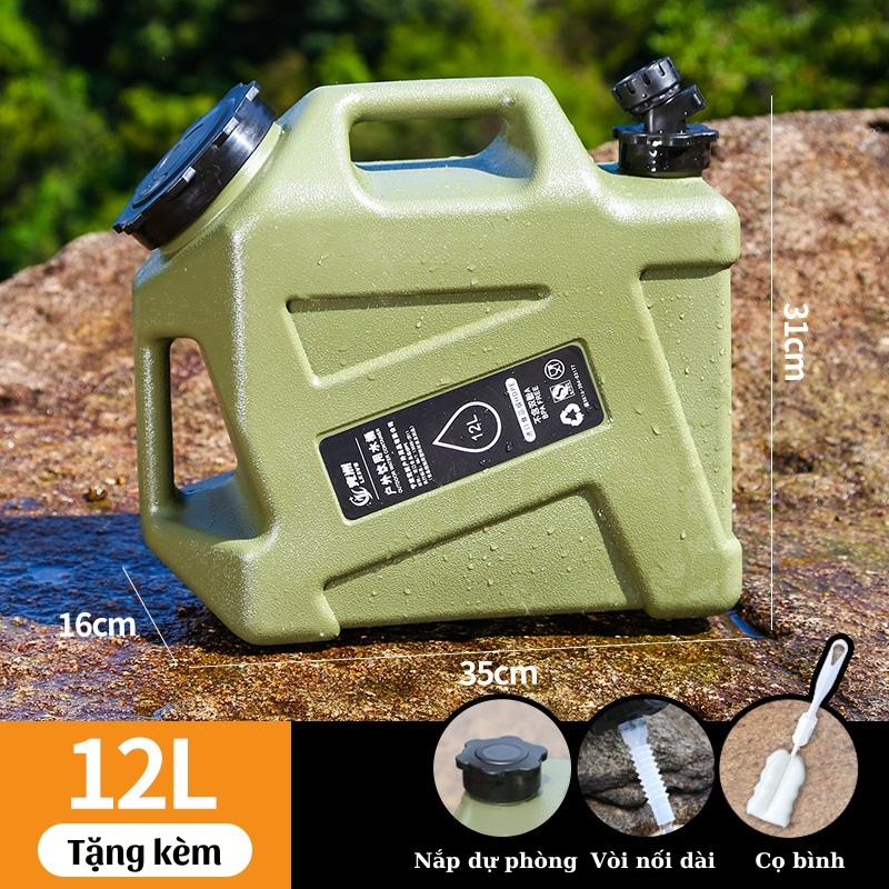 Bình đựng nước cắm trại 10L/18L/25L di động ngoài trời với nắp dự phòng nhỏ + ống nối dài + bàn chải