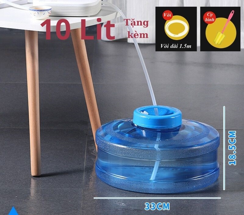 Bình Nước Trong Suốt 5L/7L/10L/15L/20L/24L Can Đựng Nước Cắm Trại Dã Ngoại Kèm Vòi Dự Phòng + Nắp Đậy + Ống Nối Dài + Cọ Bình