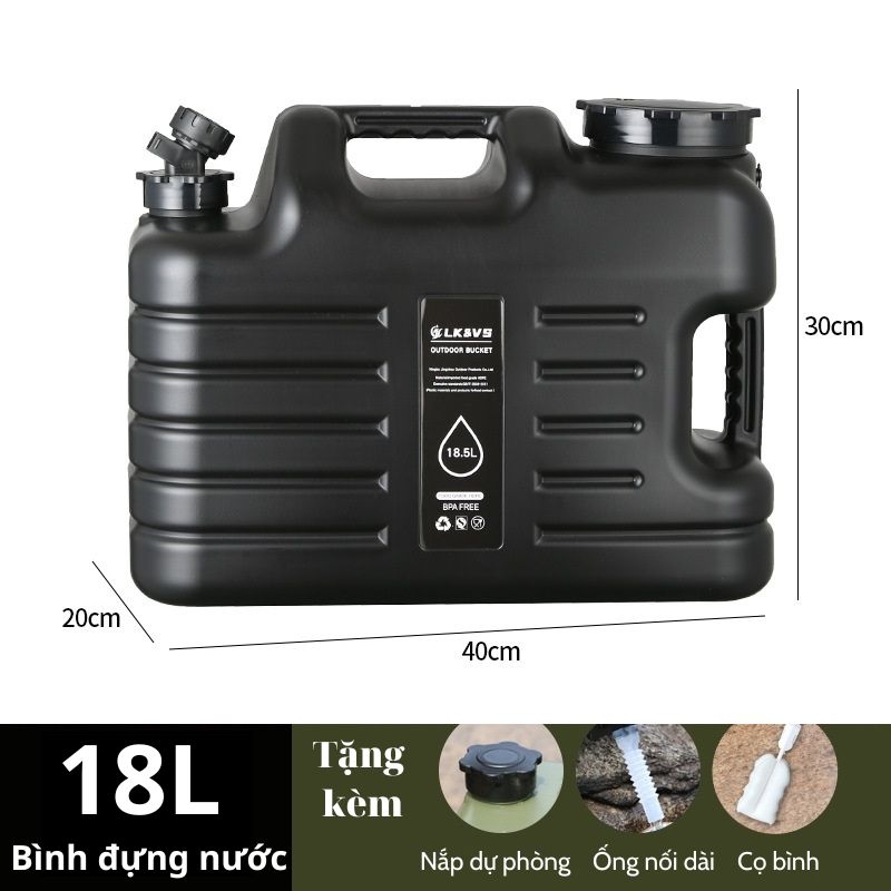 Bình đựng nước cắm trại 5L/11L/18L/25L di động ngoài trời với nắp dự phòng nhỏ + ống nối dài + bàn chải