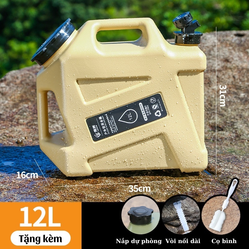 Bình đựng nước cắm trại 10L/18L/25L di động ngoài trời với nắp dự phòng nhỏ + ống nối dài + bàn chải