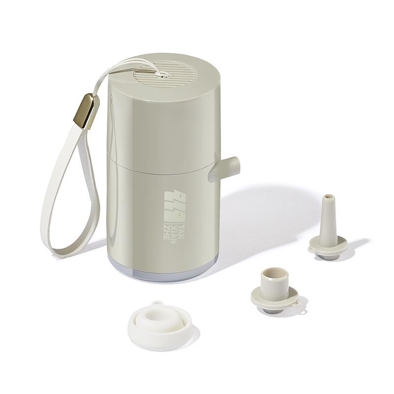 Máy bơm hơi tích điện mini cầm tay di động kiêm đèn chiếu sáng cho nệm hơi, Bể bơi, phao nổi, giường hơi đa năng